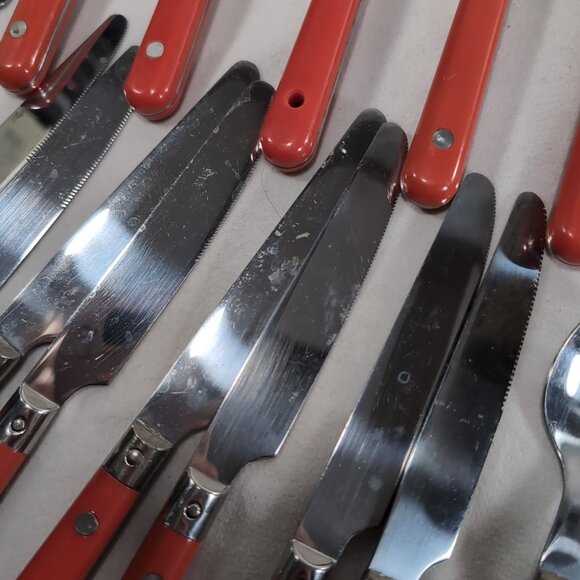 51 IKEA Red Stainless Steel Cutlery Flatware Serving Utensils Fork Spoon Knife - Picture 7 of 14